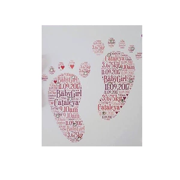 Baby Footprints Card Personalised Handmade Cards by KD