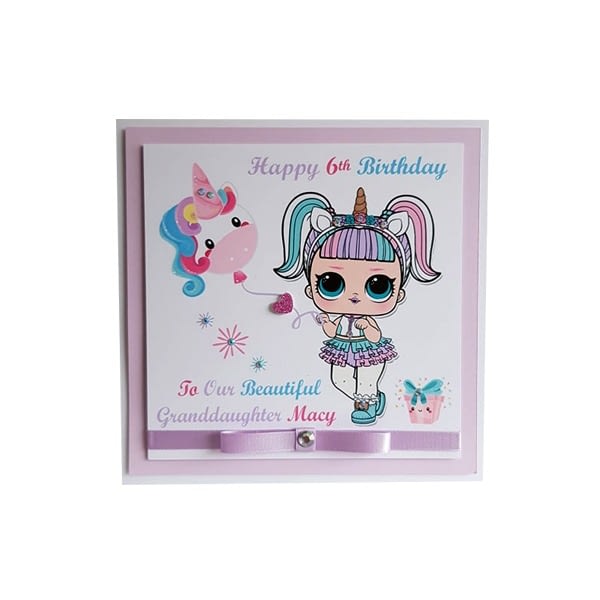 Unicorn Lol Doll Birthday Card Personalised Handmade Cards By Kd